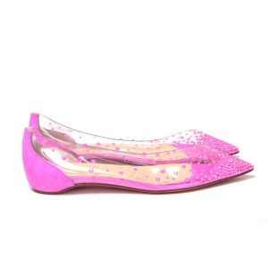 Hot Pink Crystal Embellished Flat Point Toe Shoe 35.5 EU Women