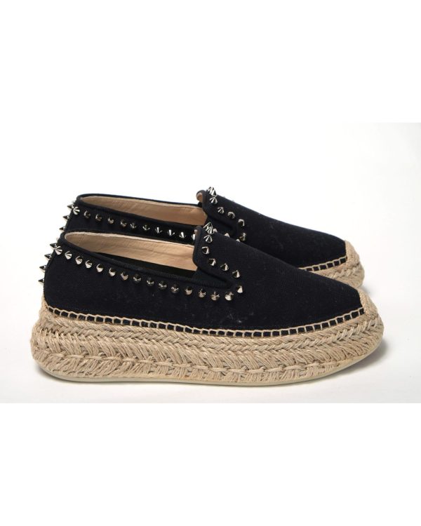 Studded Fabric Platform Espadrille by Christian Louboutin 36 EU Women