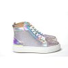 Embellished Leather High Top Sneakers with Swarovski Crystals 35 EU Women