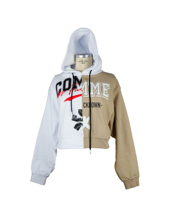 Comme des Fuckdown Two-Tone Hooded Sweatshirt with Graphic Print S Women