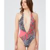 Patterned Body Swimsuit with Wide Neckline – M