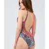 Patterned Body Swimsuit with Wide Neckline – M