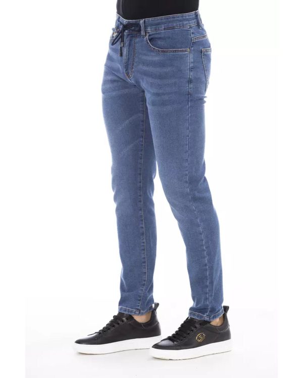 Button and Lace Closure Mens Jeans with Logo Lable Men – W48 US