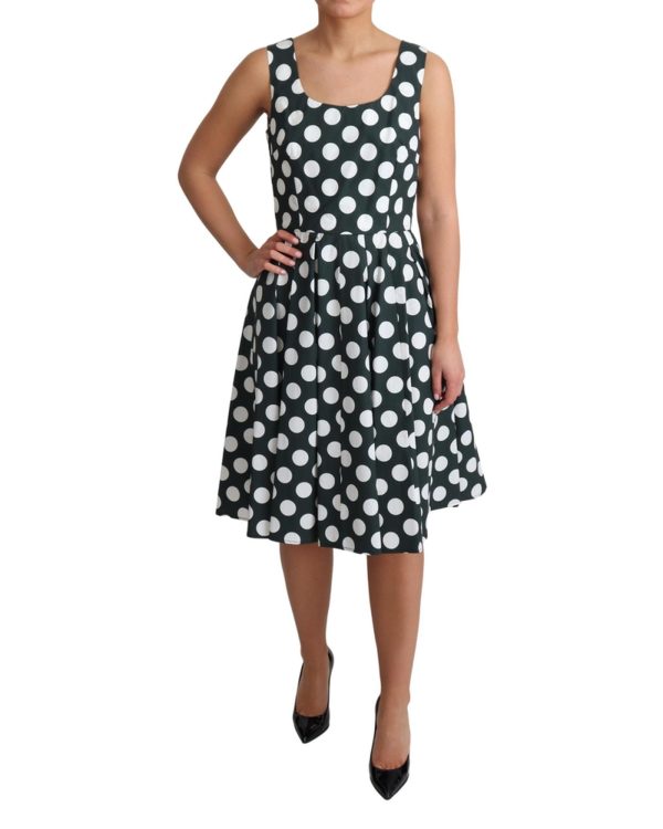 Dolce & Gabbana Sleeveless A-Line Dress with Polka Dots 42 IT Women