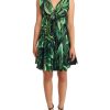 Flared Mini A-line Dress with Philodendron Leaf Print Women – 38 IT