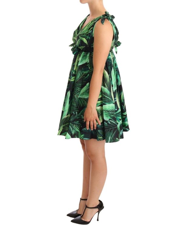 Flared Mini A-line Dress with Philodendron Leaf Print Women – 38 IT