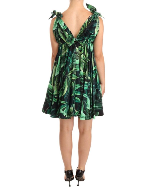 Flared Mini A-line Dress with Philodendron Leaf Print Women – 38 IT