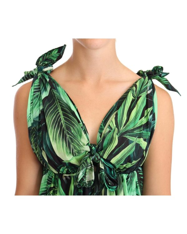 Flared Mini A-line Dress with Philodendron Leaf Print Women – 38 IT