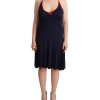 Navy Blue Cotton Halter String Closure Midi Dress 44 IT Women