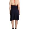 Navy Blue Cotton Halter String Closure Midi Dress 44 IT Women