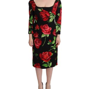 Floral Print Silk Dress with 3/4 Sleeves 36 IT Women