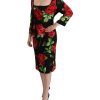 Floral Print Silk Dress with 3/4 Sleeves 36 IT Women