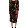 Floral Print Silk Dress with 3/4 Sleeves 36 IT Women