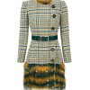 Elisabetta Franchi Tartan Texture Dress with Front Buttons and Ecoleather Belt 40 IT Women