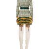 Elisabetta Franchi Tartan Texture Dress with Front Buttons and Ecoleather Belt 40 IT Women