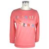 Peach Pink Cotton Sweatshirt with Front Print and Logo Patch 40 IT Women