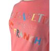 Peach Pink Cotton Sweatshirt with Front Print and Logo Patch 40 IT Women