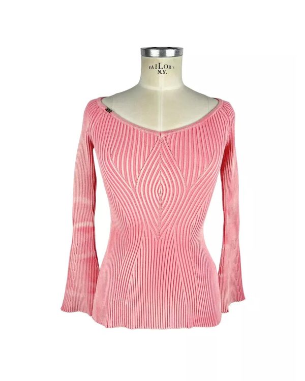 Ribbed V-Neck Sweater with Melange Effect 44 IT Women