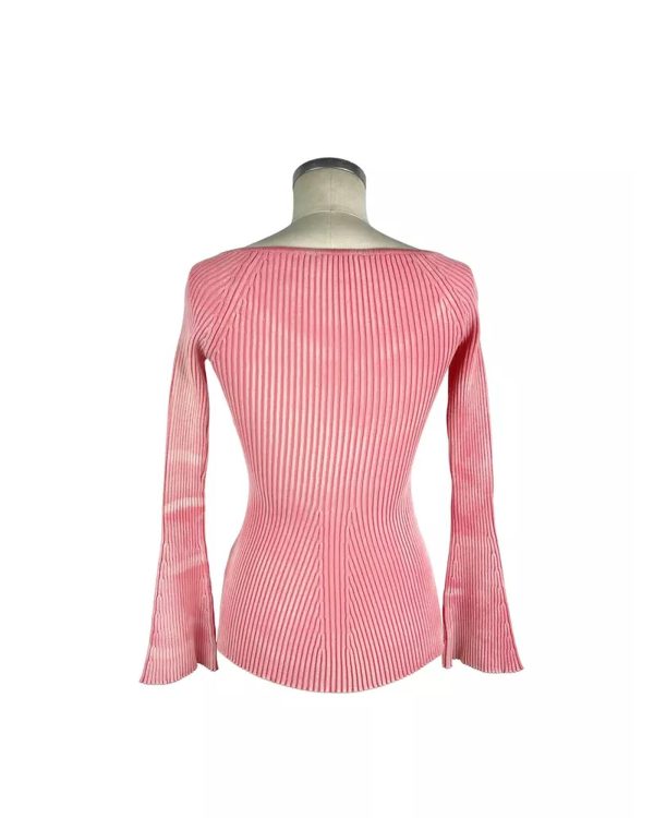 Ribbed V-Neck Sweater with Melange Effect 44 IT Women