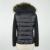 Black Fur-Trimmed Down Jacket 46 IT Women