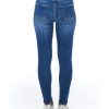 Worn Wash Denim Jeans with Multi-Pockets and Front Closure Women – W28 US