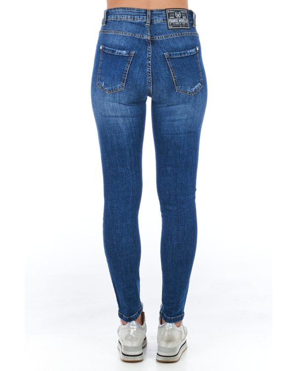 Worn Wash Denim Jeans with Multi-Pockets and Front Closure Women – W28 US