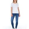 Worn Wash Denim Jeans with Multi-Pockets and Front Closure Women – W28 US