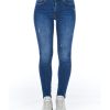 Worn Wash Denim Jeans with Multi-Pockets and Front Closure Women – W28 US