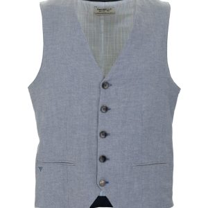 Cotton Denim Vest with Button Closure S Men