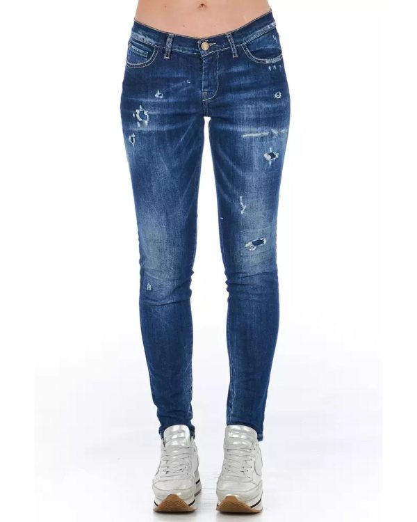 Worn Wash Skinny Denim Jeans with Multi-Pockets Women – W26 US