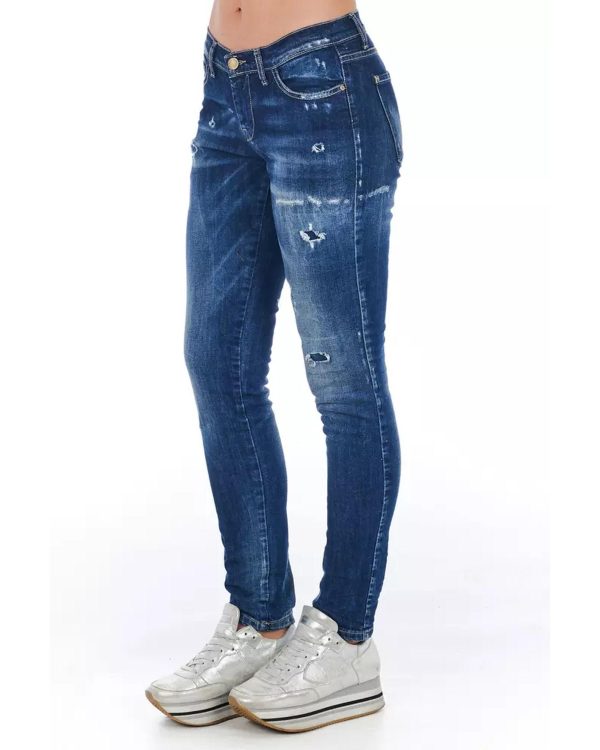 Worn Wash Skinny Denim Jeans with Multi-Pockets Women – W26 US