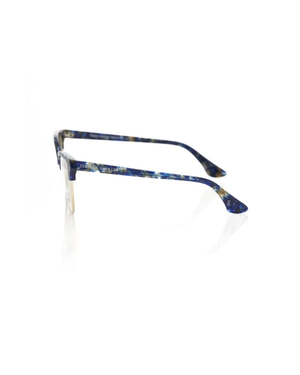 Blue Mother of Pearl and Gold Metal Clubmaster Eyeglasses One Size Women