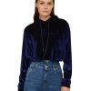 Short Velvet Sweatshirt with Hood and Embossed Logo Women – 44 IT