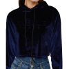 Short Velvet Sweatshirt with Hood and Embossed Logo Women – 44 IT