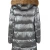 Long Down Jacket with Hood and Eco-Fur S Women