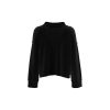 Wool Blend Crew Neck Sweater with Ribbed Details S Women