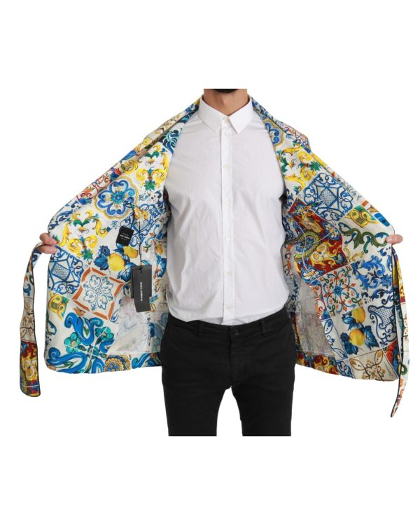 Dolce & Gabbana Robe Jacket with Majolica Pattern 48 IT Men