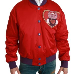 Dolce & Gabbana Bomber Jacket with Multicolor Motive Men