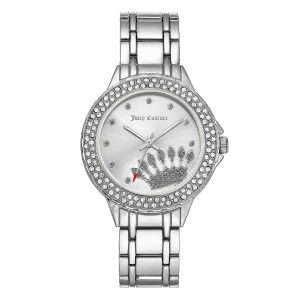 Silver Metal Fashion Watch with Rhine Stone Facing One Size Women