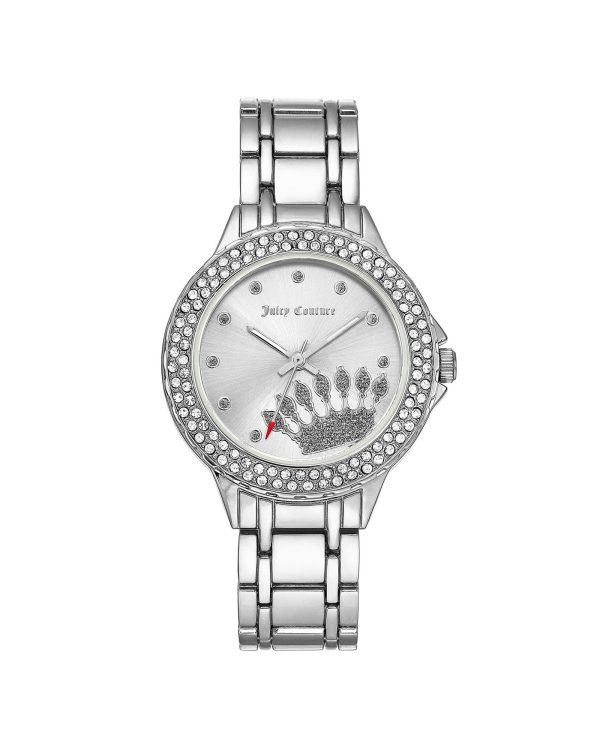 Silver Metal Fashion Watch with Rhine Stone Facing One Size Women