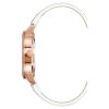 Rose Gold Analog Womens Fashion Watch with Rhinestone Detail and White Leatherette Strap One Size Women