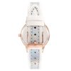 Rose Gold Analog Womens Fashion Watch with Rhinestone Detail and White Leatherette Strap One Size Women