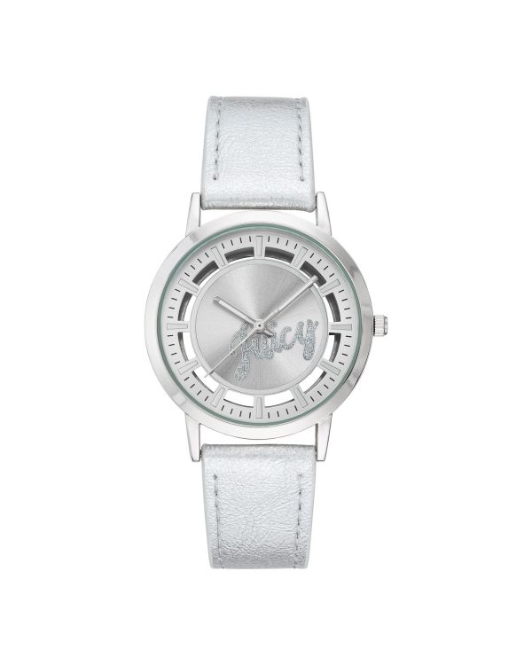 Silver Analog Fashion Watch with Rhinestone Facing One Size Women