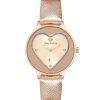 Rose Gold Rhinestone Fashion Analog Watch with Leatherette Strap One Size Women