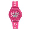 Pink Analog Quartz Watch with Rhine Stone Facing and Pin Buckle Closure One Size Women