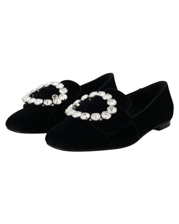 Black Crystal-Embellished Dolce & Gabbana Loafers 37.5 EU Women