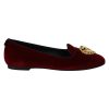 Dolce & Gabbana Velvet Loafers with Gold Devotion Detail 37 EU Women