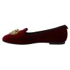 Dolce & Gabbana Velvet Loafers with Gold Devotion Detail 37 EU Women