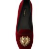 Dolce & Gabbana Velvet Loafers with Gold Devotion Detail 37 EU Women