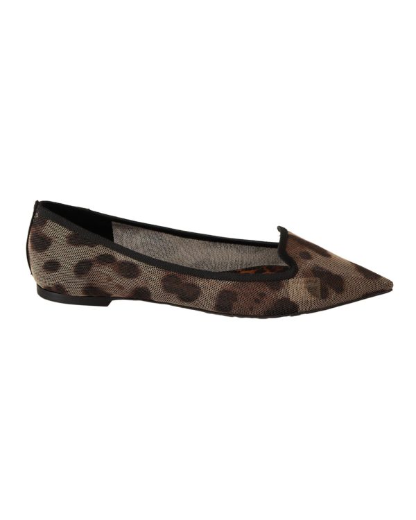 Leopard Print Loafers with Pointed Toe and Leather Insole 39 EU Women